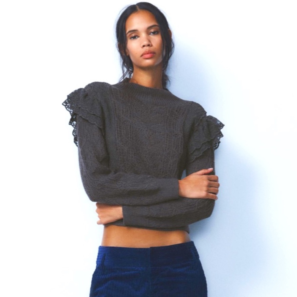 ZARA ROMANTIC KNIT SWEATER WITH WOOL NWT